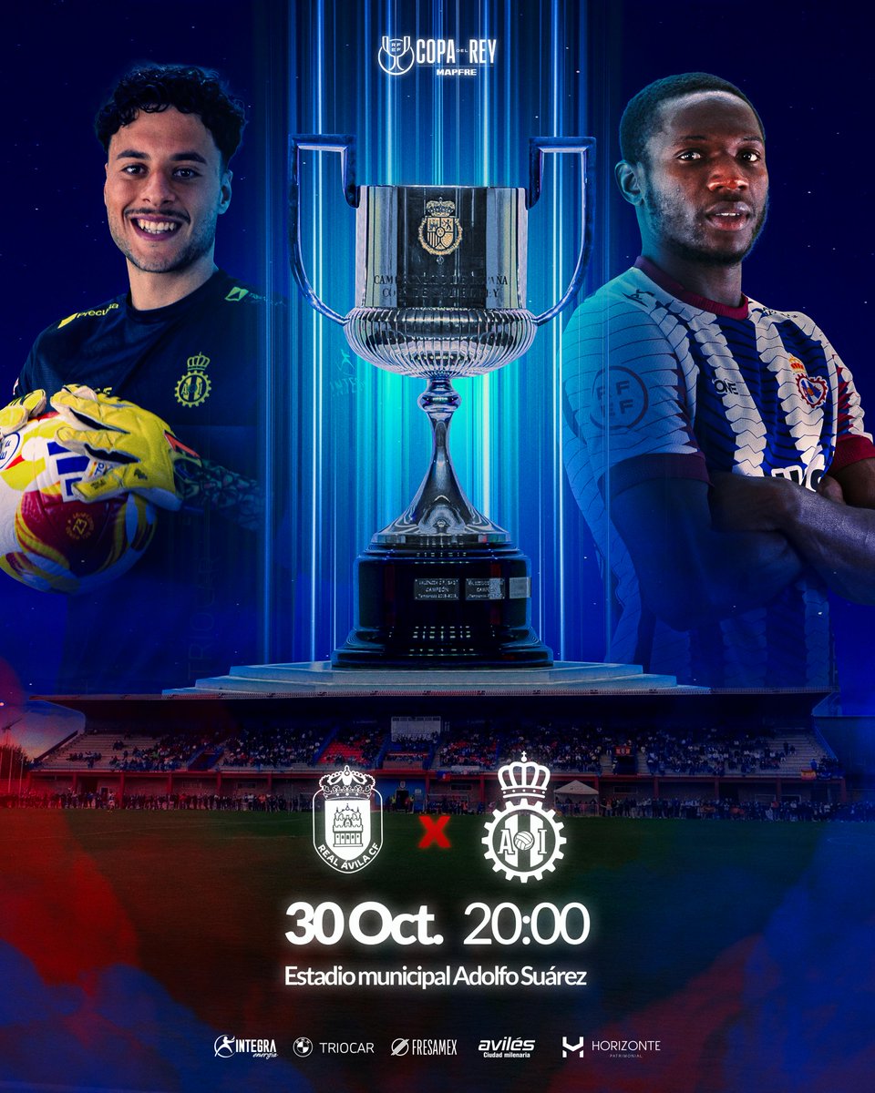 ⚽ 𝐂𝐚𝐫𝐭𝐞𝐥 𝐝𝐞𝐥 𝐩𝐚𝐫𝐭𝐢𝐝𝐨

🏆 Copa del Rey | 1ª Ronda
🆚 <a href="/RealAvilaCF/">Real Ávila CF</a>
🗓️ Jueves (20:00 horas)
🏟️ Adolfo Suárez

🎫 Venta online de entradas
🪙 -18 años: 10€ | +18 años: 20€

⛓️ realavilesindustrial1903.com/la-copa-entra-…

#RealAvilésIndustrial 🔵⚪🔴