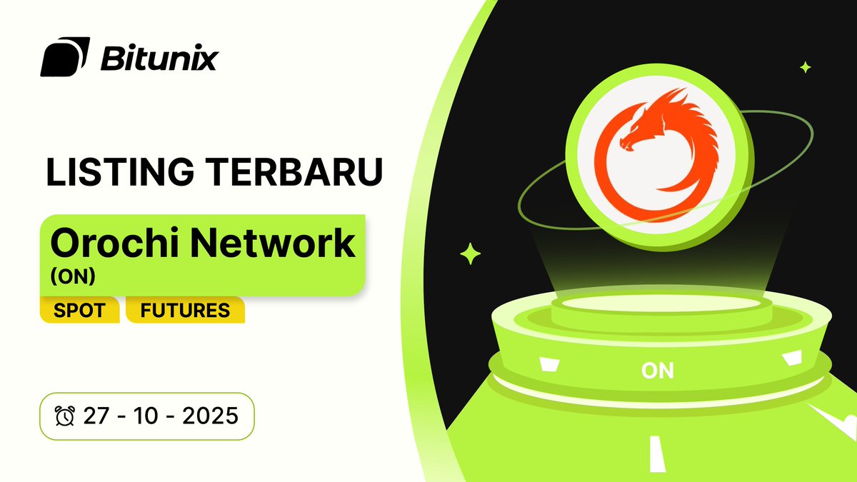 BitunixID's tweet image. 📣 Listing Perdagangan Terbaru
Dengan bangga Bitunix Melisting $ON @OrochiNetwork pada perdagangan Spot dan Futures!    
🔥 Tautan Perdagangan Spot:
short.bitunixads.com/kIblH72n
🔥 Tautan Perdagangan Futures:
short.bitunixads.com/Qy1oQke5