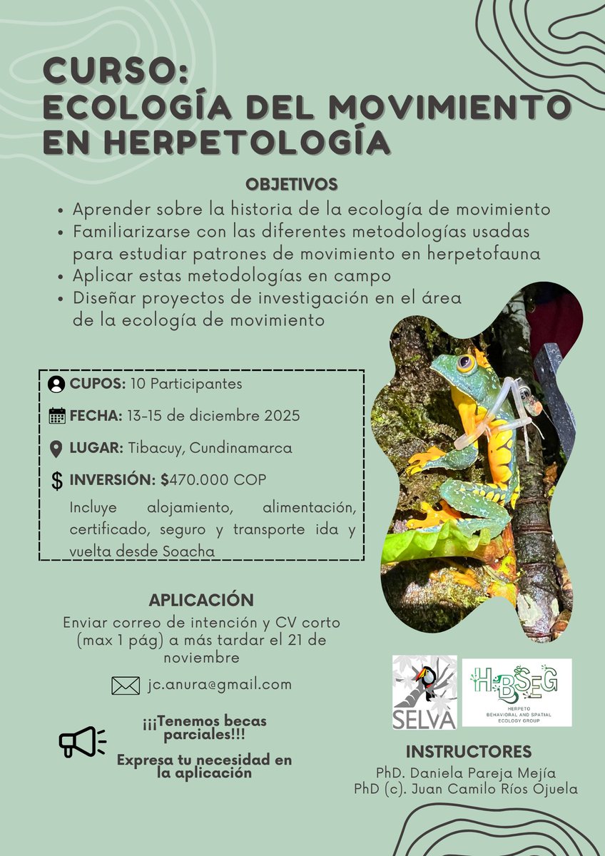 ¡Aprovecha esta orpotunidad para aprender a rastrear anfibios y reptiles! SELVA apoya este curso de campo especializado para herpetólogos. #HagamosEscuela