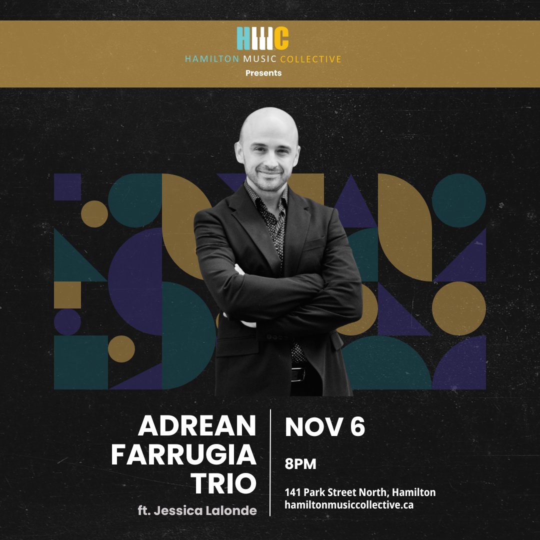 On Nov 6 - Adrean Farrugia Trio ft. Jessica Lalonde.

Tickets are almost SOLD OUT so make sure to grab yours now so you don't miss out on another night of fantastic live music!🎟

Click on the link to purchase your tickets🔗
eventbrite.com/e/hmc-presents…