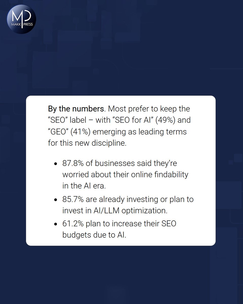 MakkpressTech's tweet image. AI is rewriting the SEO playbook 🤖📉
90% of businesses are worried about losing their search visibility as AI transforms how results appear on Google.

#SEOTrends #AIinMarketing #DigitalStrategy #Makkpress #SearchEngineOptimization #AISEO #GoogleUpdates #DigitalMarketing