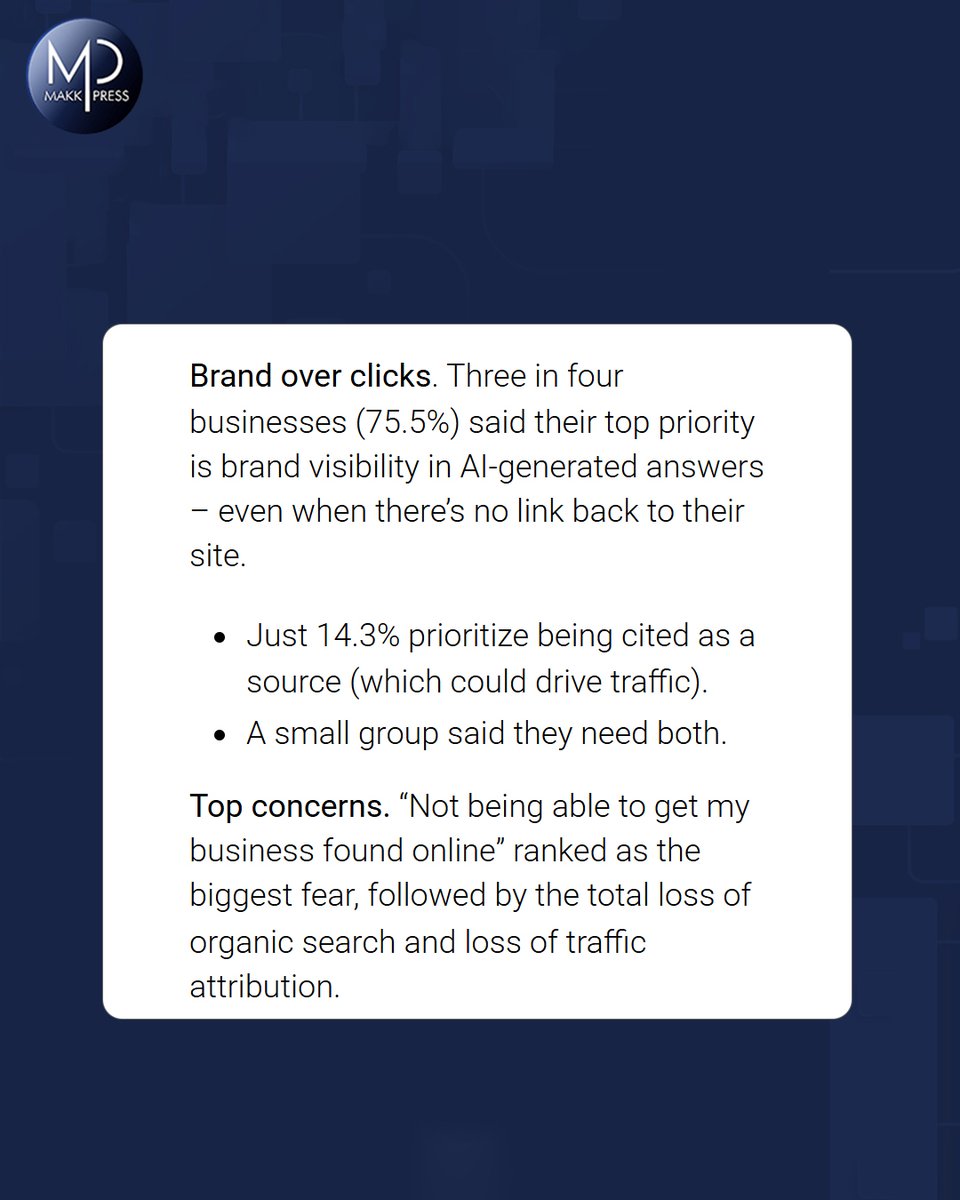 MakkpressTech's tweet image. AI is rewriting the SEO playbook 🤖📉
90% of businesses are worried about losing their search visibility as AI transforms how results appear on Google.

#SEOTrends #AIinMarketing #DigitalStrategy #Makkpress #SearchEngineOptimization #AISEO #GoogleUpdates #DigitalMarketing