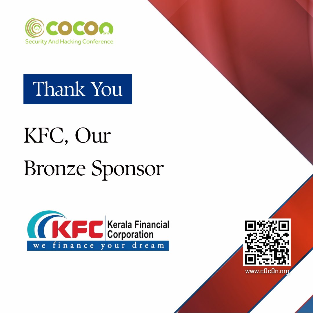 Thank You, Kerala Financial Corporation!
We extend our gratitude to Kerala Financial Corporation (KFC) for being the Bronze Sponsor of #c0c0n2025. c0c0n.org