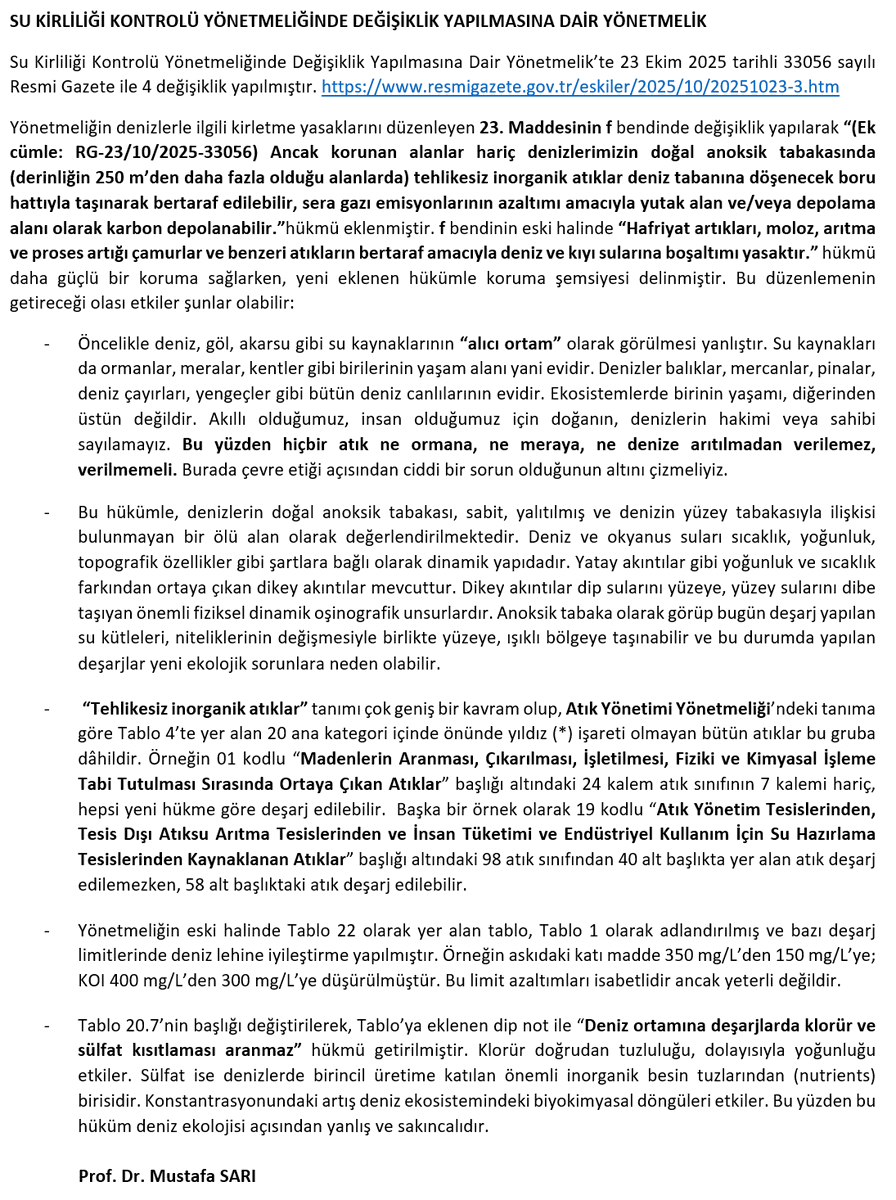 SU KİRLİLİĞİ YÖNETMELİĞİ'NDE YAPILAN DEĞİŞİKLİK NE ANLAMA GELİYOR?
