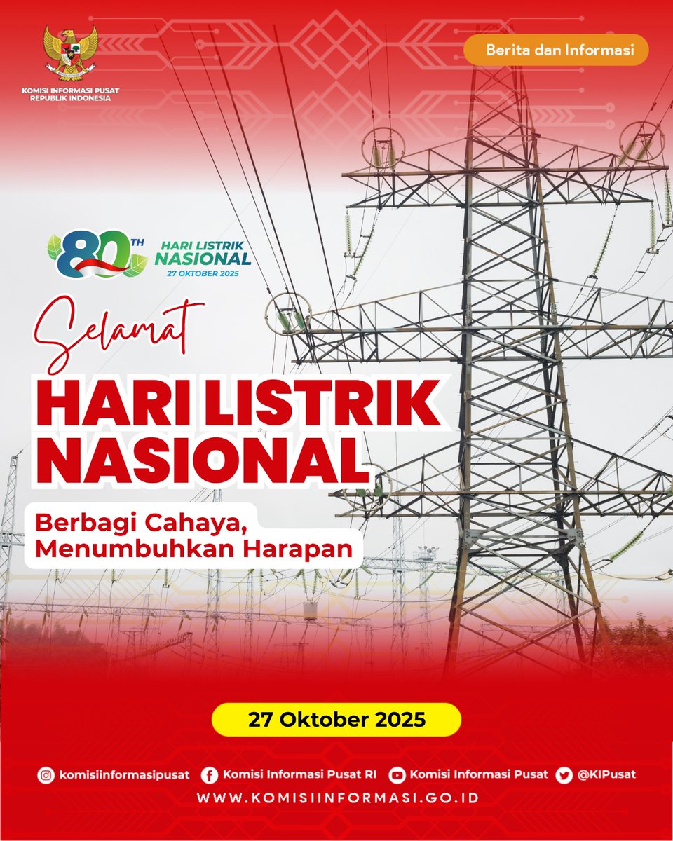 KIPusat's tweet image. Selamat Hari Listrik Nasional!

Listrik bukan sekedar energi, tapi sumber penerang bagi kemajuan bangsa. Mari dukung keterbukaan informasi dan efisiensi energi demi Indonesia yang terang dan transparan.

#HariListrikNasional
#KIPusat
#KeterbukaanInformasi