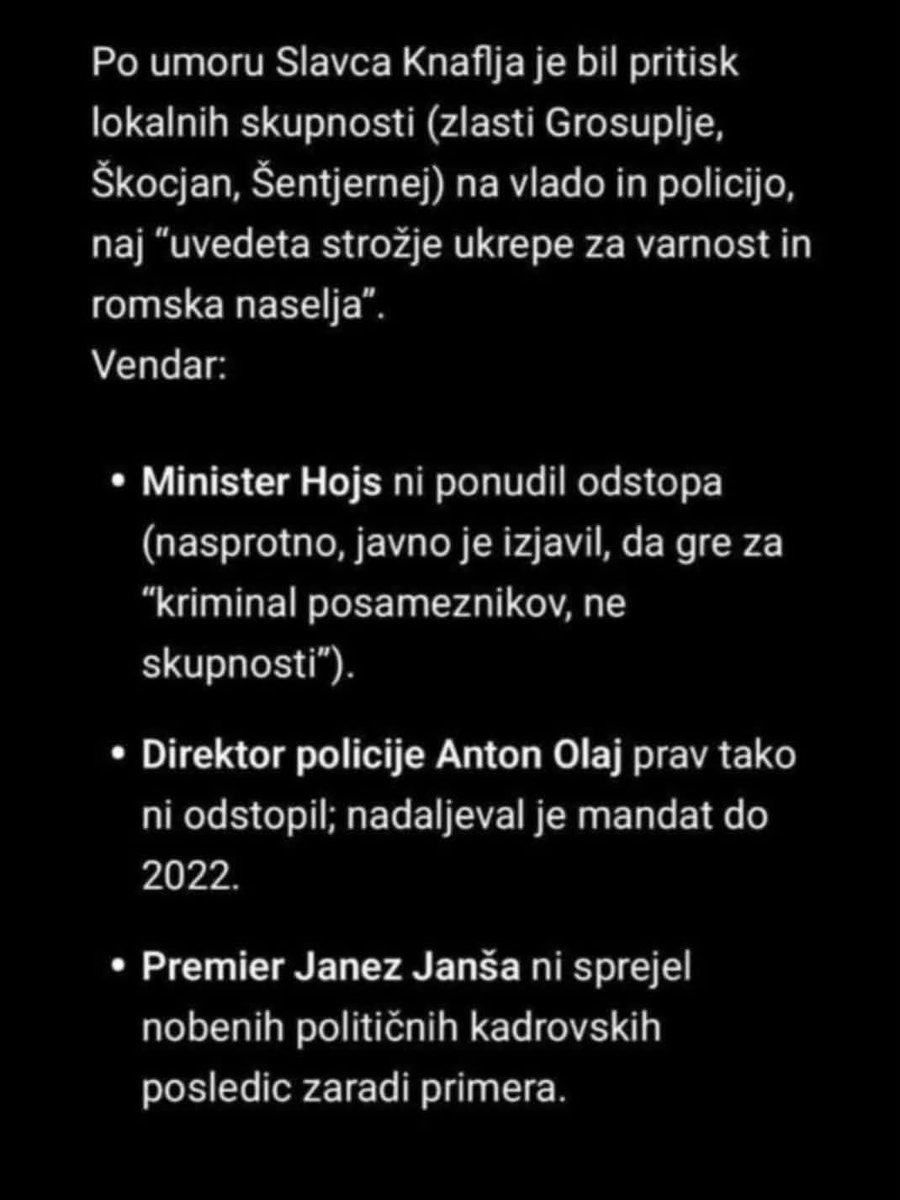 Vse desne ovce ste kaj lajale ,ko je 2021 zaradi romskega napada umrl clovek,je odstopil hojs,je odstopil jansa?????