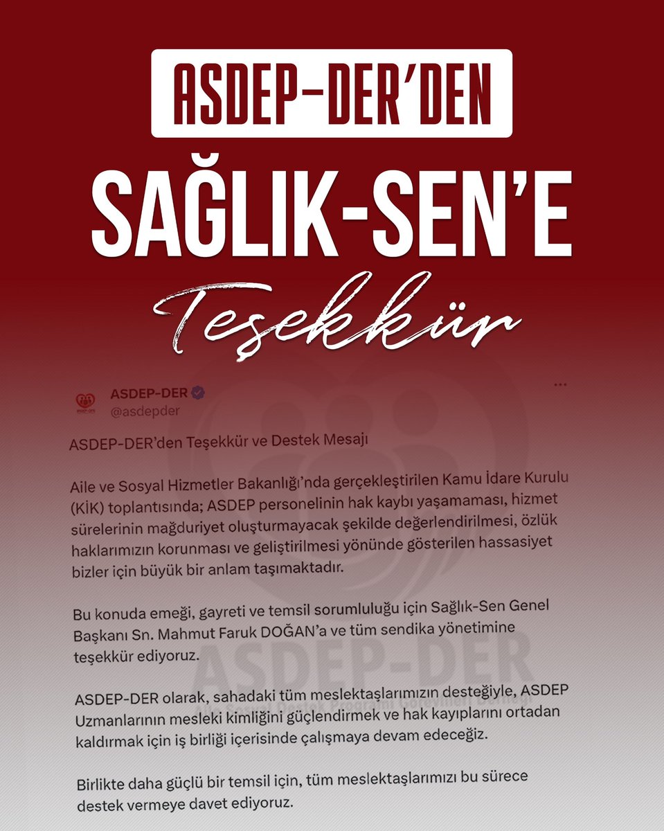 ASDEP-DER’den Sağlık-Sen'e Teşekkür

Aile Sosyal Destek Programı Görevlileri Derneği (ASDEP-DER), KİK toplantısında ASDEP personelinin sorunlarını gündeme taşıdığı için Sağlık-Sen'e teşekkür etti.

⤵️
sagliksen.org.tr/haber/14689/as…