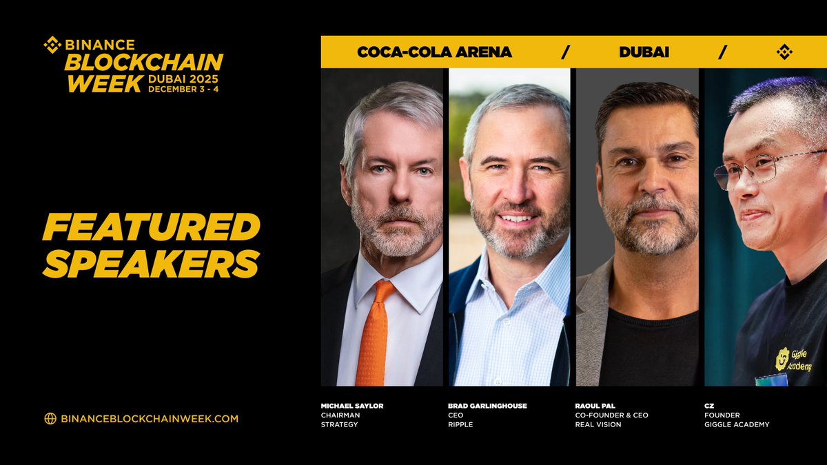 منصة واحدة تجمع أساطير عالم الكريبتو!
• Michael Saylor
• Brad Garlinghouse
• Raoul Pal
• CZ
#BinanceBlockchainWeek