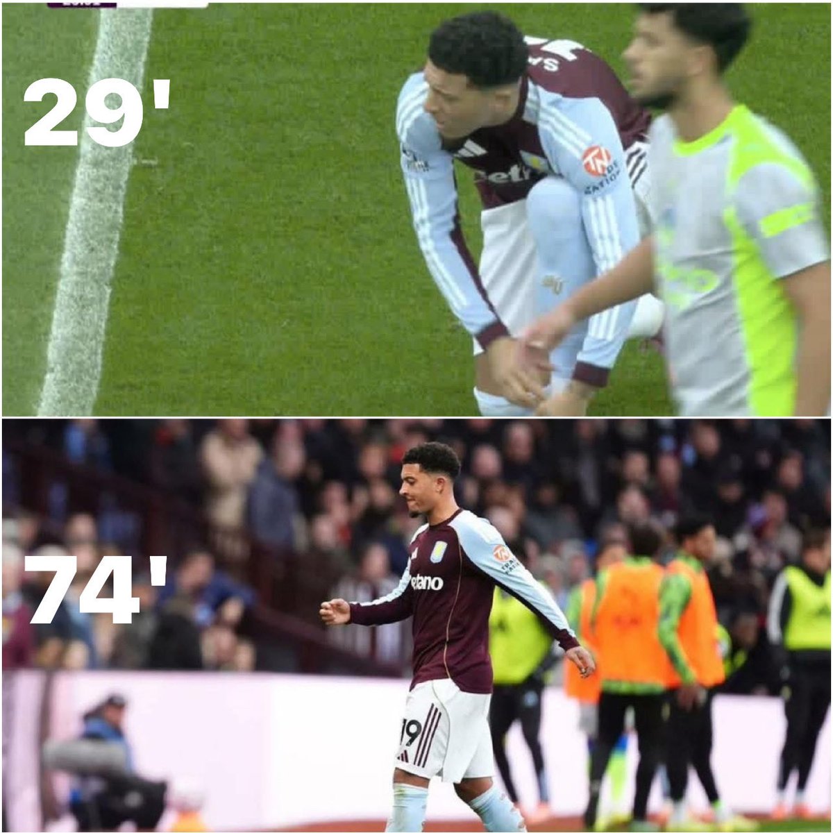 Wow classic Jadon Sancho vs Man City yesterday . 

29' Sancho comes on for Aston Villa

74' Sancho substituted off

No injury, no red card! Just like that 😂🤝

He thought we wouldn’t notice because of the el classico chaos last night. 😂🤝