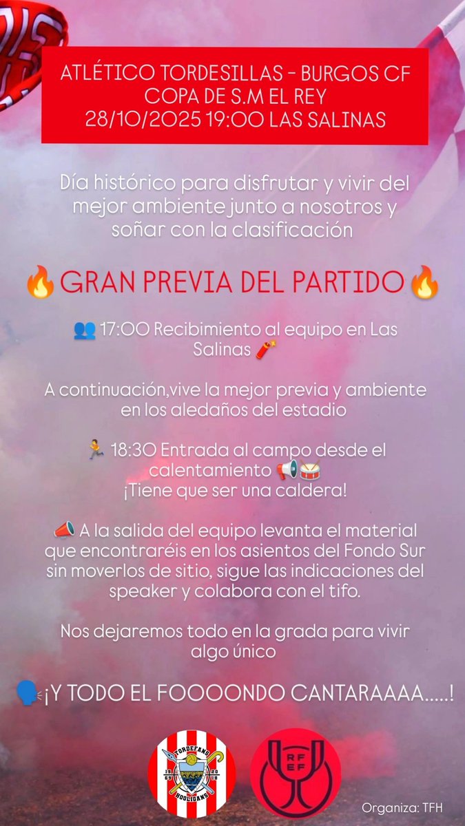 Mañana tienes una cita con la historia
Vive la previa del partido en las inmediaciones de Las Salinas
SOÑEMOS <a href="/AtcoTordesillas/">Atlético Tordesillas</a> 🔴⚪🔴