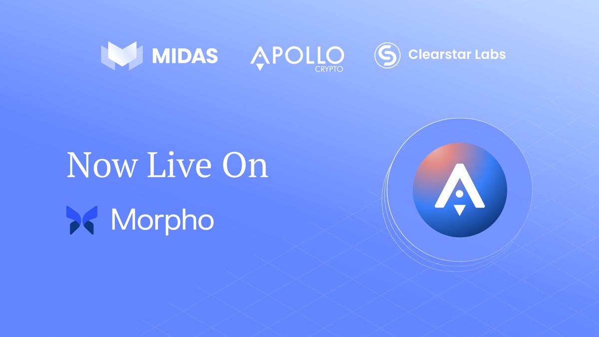 MidasRWA's tweet image. mAPOLLO is now available as collateral on @MorphoLabs.

Borrow USDC against your position with liquidity sourced from the @ClearstarLabs vault.