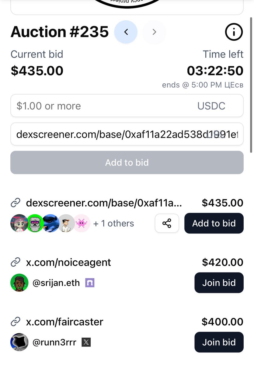 strategy has the highest bid on <a href="/qrcoindotfun/">$QR</a> 

1st place <a href="/FarcPROstrategy/">Farcaster Pro Strategy</a> 
2nd place <a href="/noicedotso/">noice</a> 
3rd place <a href="/farcaster_xyz/">Farcaster</a> 

strategy should win!

bid with us
farcaster.xyz/miniapps/cmHEZ…