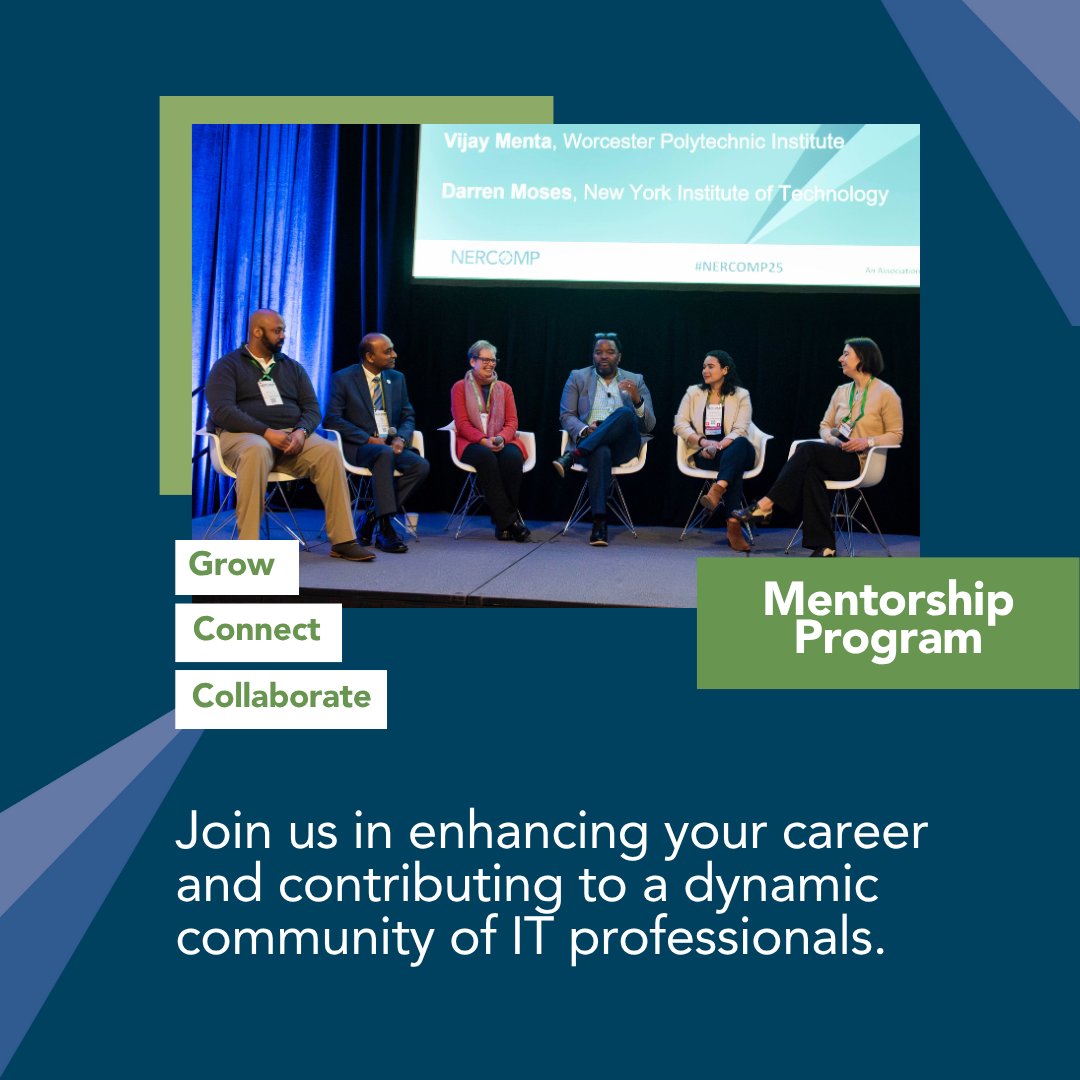NERCOMP's tweet image. Applications for the NERCOMP Mentorship Program are now open! 
Apply today to enhance your career and contribute to a dynamic community of IT professionals. bit.ly/49t7xSa