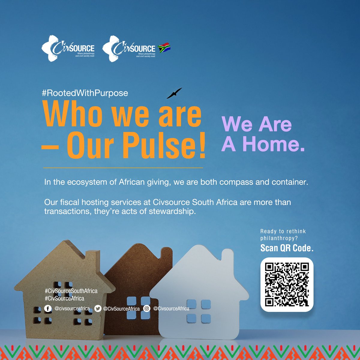✍🏾Who we are – Our Pulse!
 
🖌️We Are A Home.
#RootedWithPurpose
 
In the ecosystem of African giving, we are both compass and container.
 
Our fiscal hosting services at <a href="/CivSourceSA/">CivSource South Africa</a> are acts of stewardship.
 
ℹ️ #CivSourceSouthAfrica🔗: civsourceafrica.com/civsource-sout…