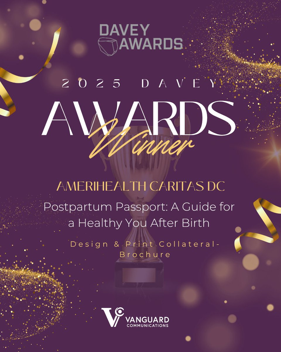 🎉We are thrilled to announce that we have won a Gold <a href="/daveyawards/">Davey Awards</a> in the Design &amp; Print Collateral-Brochure Category for <a href="/AmeriHealthDC/">AmeriHealthCaritasDC</a>’s “Postpartum Passport: A Guide for a Healthy You After Birth” guide. Congrats to our amazing team! #vcawards ➡️ amerihealthcaritasdc.com/content/dam/am…