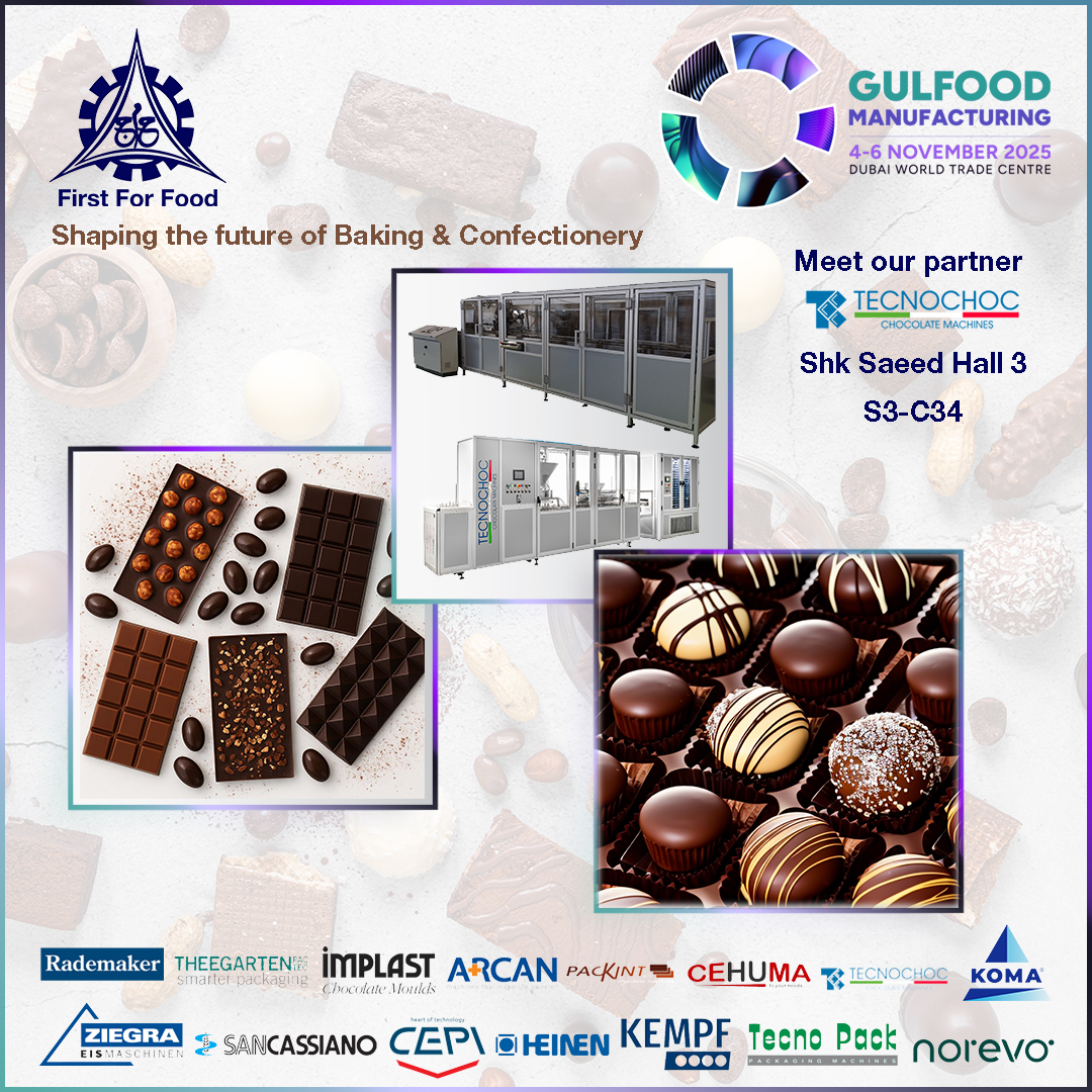 FFood4072's tweet image. Join us at Gulfood Manufacturing 2025 &amp;amp; visit our partner Tecnochoc S.r.l at Shk Saeed Hall 3 | Stand S3-C34

Meet our expert Dr. Ihab &amp;amp; explore tailored solutions for your business.  

See you there! 
#Gulfood2025 #Tecnochoc #ChocolateTechnology #DrIhab #ConfectioneryMachinery