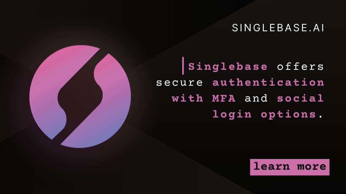 Singlebasecloud's tweet image. 🔑 Authentication made simple &amp;amp; secure.
With #MFA and social logins, Singlebase.ai helps developers protect users while keeping sign-in smooth and modern.
🚀 Build securely today at singlebase.ai 
#DeveloperTools #BackendPlatform #WebDev #Tech #BaaS…