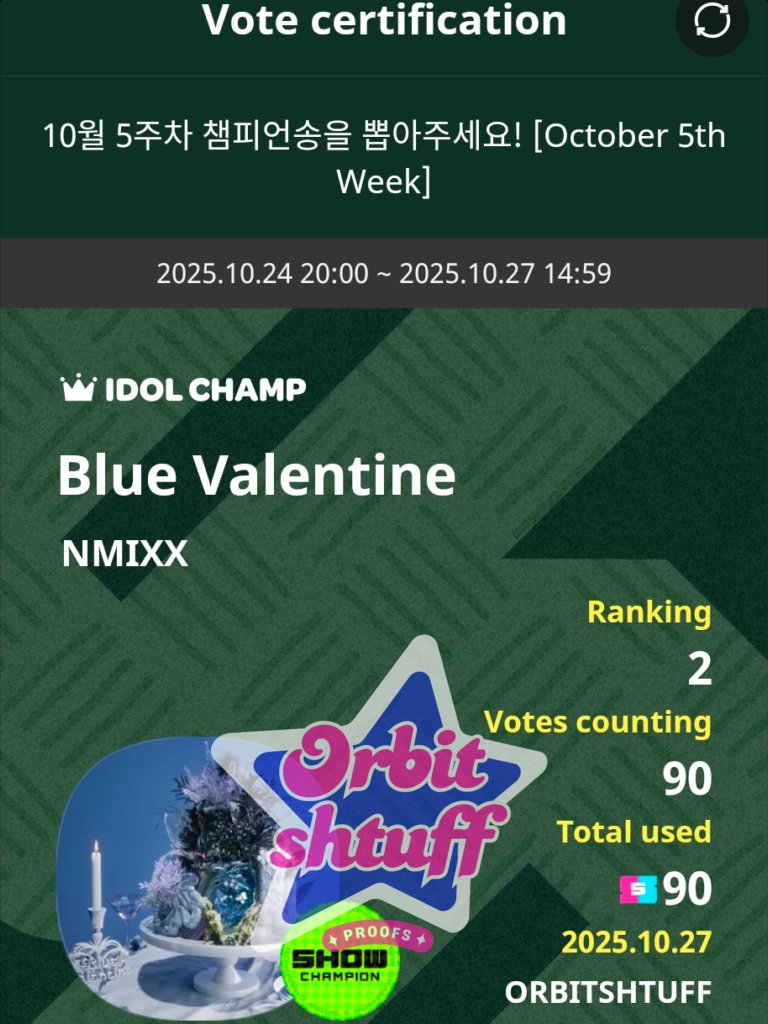 orbitshtuff's tweet image. GIVEAWAY END‼️
Congratulation NMIXX for winning🥇place on poll and most proof🎉

90🎟 Time tickets rewarded to #NMIXX
Thank u for join the GA☺

Here&apos;s the proof : 
#OS_proof