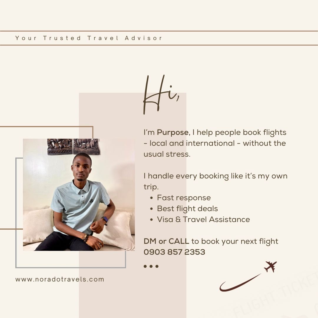 Force8Secret's tweet photo. @UnkleAyo If you’re planning a trip soon, I’d love to help you make it simple, stress free and worth every Naira

Book your tickets with me
https://t.co/MtKjhPsObt https://t.co/Wcx6rb0qSG