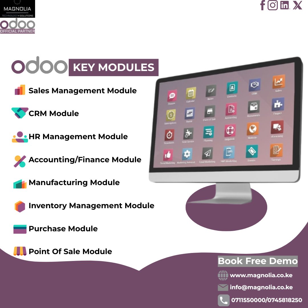 MagnoliaTechKe's tweet image. Every successful business runs on #systems. #OdooERPSoftware just brings them all together.

From managing sales and inventory to CRM, HR, and Accounting, #OdooERP helps you handle it all with ease, saving you time and manual error.

Contact us to learn more:
🌐…