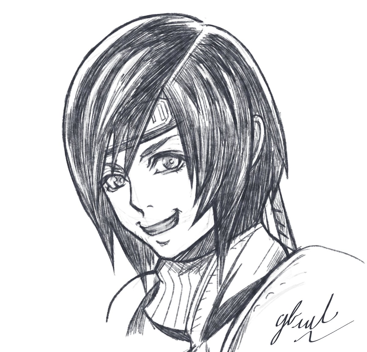 The most dangerous ninja is around, be careful! What did she steal from u? 

Yuffie copie studie. 

Trying to improve my Nomura Style.