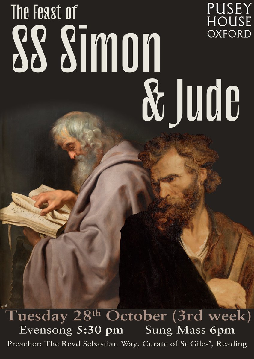 Join us on Tuesday, 28th October at 17:30 for Evensong and Sung Mass on the Feast of Ss. Simon and Jude. 

We are delighted to welcome back Fr. Sebastian Way, Curate of St. Giles' Reading, as our guest preacher.