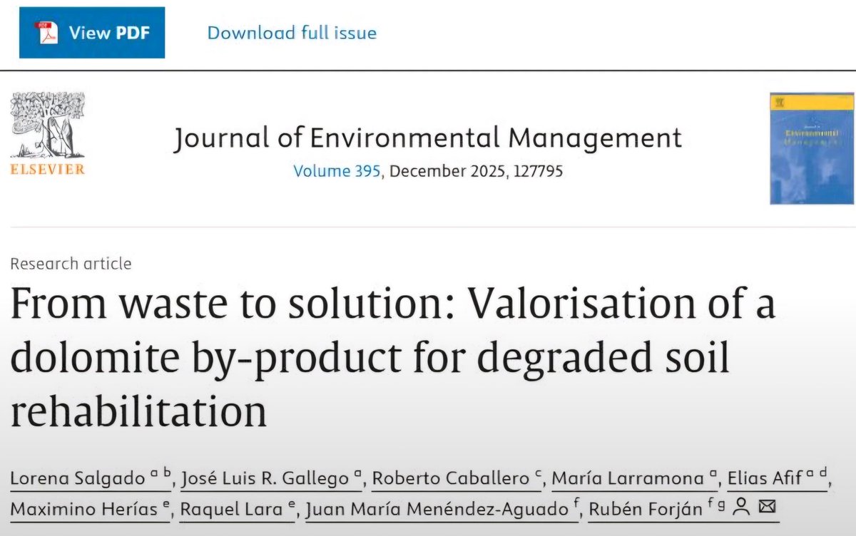 New work! we’ve revalorized a byproduct, transforming it into a functional amendment for degradedsoils. With projects like this, we aim to show that a circular economy and the upcycling of byproducts for practical uses are truly possible <a href="/usal/">Universidad de Salamanca</a>  <a href="/fcaa_usal/">Facultad de Ciencias Agrarias y Ambientales (USAL)</a> 
sciencedirect.com/science/articl…