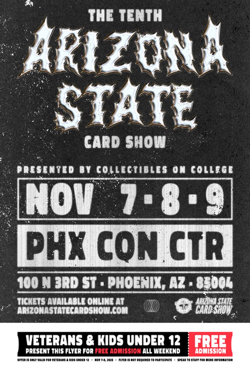 BoxScoreCa's tweet photo. We are heading back to Arizona! We will be setting up at the Arizona State Fall Show hosted by Collectibles on College. This will be our second year at the Fall Show! We will be in Booth 18 along the back wall. Come see us there Nov 7th-9th, Phoenix Convention Center. https://t.co/r2m9ccLiEO