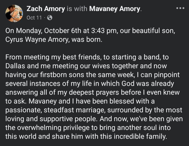 On Monday, October 6th at 3:43 pm, our beautiful son, Cyrus Wayne Amory, was born.