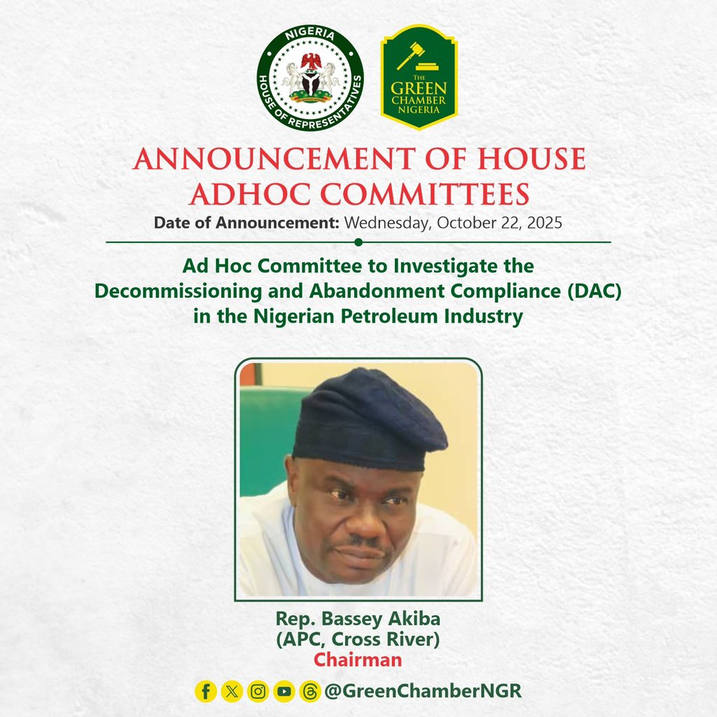 greenchamberngr's tweet photo. #CommitteeWatch: Strengthening Oversight Through Targeted Ad Hoc Committees
In a renewed drive to strengthen accountability, transparency, and sectoral performance, the House, on Wednesday, October 22, 2025, constituted a series of Ad Hoc Committees.
๐งต
#GreenChamberNGR https://t.co/nDxuo0CKQJ