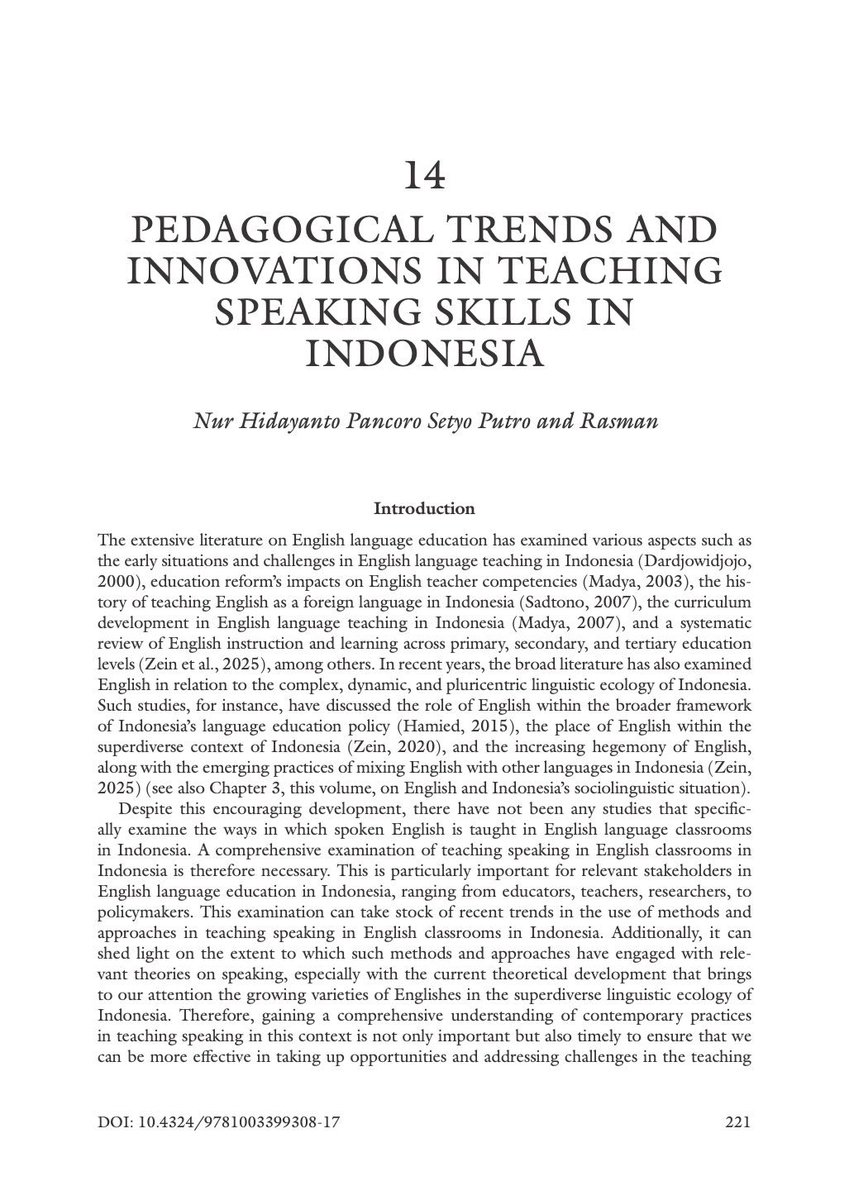 Rasmannn's tweet photo. Excited to share that I’ve co-authored two chapters in the newly released 𝐑𝐨𝐮𝐭𝐥𝐞𝐝𝐠𝐞 𝐈𝐧𝐭𝐞𝐫𝐧𝐚𝐭𝐢𝐨𝐧𝐚𝐥 𝐇𝐚𝐧𝐝𝐛𝐨𝐨𝐤 𝐨𝐟 𝐄𝐧𝐠𝐥𝐢𝐬𝐡 𝐋𝐚𝐧𝐠𝐮𝐚𝐠𝐞 𝐄𝐝𝐮𝐜𝐚𝐭𝐢𝐨𝐧 𝐢𝐧 𝐈𝐧𝐝𝐨𝐧𝐞𝐬𝐢𝐚 (2025) (2025).

https://t.co/L8VvF7sSEZ
https://t.co/2TqgUGw2Sl https://t.co/OPv0l72xYS