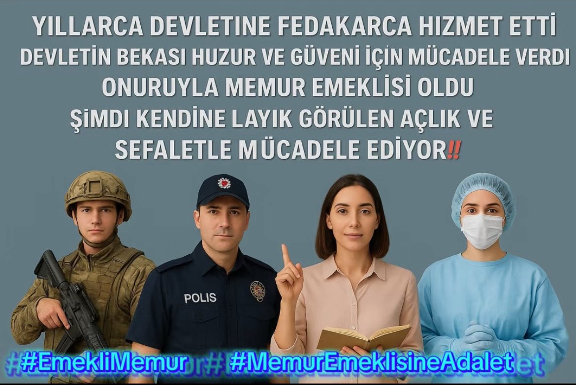 ➡️Anayasaya
➡️Kanunlara
➡️Sosyal Devlet İlkesine
➡️Reis-i Cumhurun Sözünün Olmasına Rağmen 
➡️Ekonomik Krizin Pençesine Atılacağını Bilerek
#nasılolur da Seyyanen Zammı Memur Emeklilerine Vermemek İçin Bir KHK Düzenlemesi Yapılabilir?

#EmekliMemur
#MemurEmeklisineAdalet