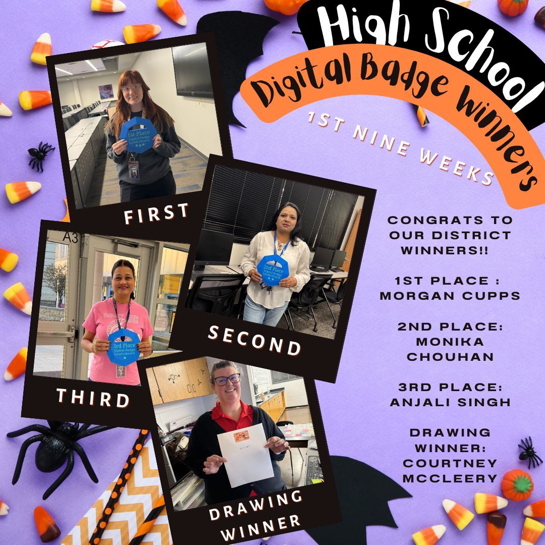 gccisd_edtech's tweet image. 🎉 Congrats to our High School Digital Badge Winners for the 1st Nine Weeks! 💻✨ Your hard work and digital learning skills shine bright—way to go! 🌟👏