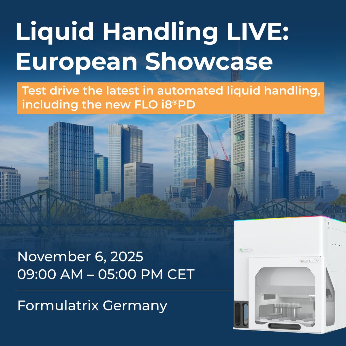 Liquid Handling LIVE: European Showcase

Experience the European premiere of the FLO i8® PD, our re-engineered liquid handling platform delivering unmatched accuracy and speed.

📅 Thursday, November 6, 2025

hubs.ly/Q03Pqx4Z0