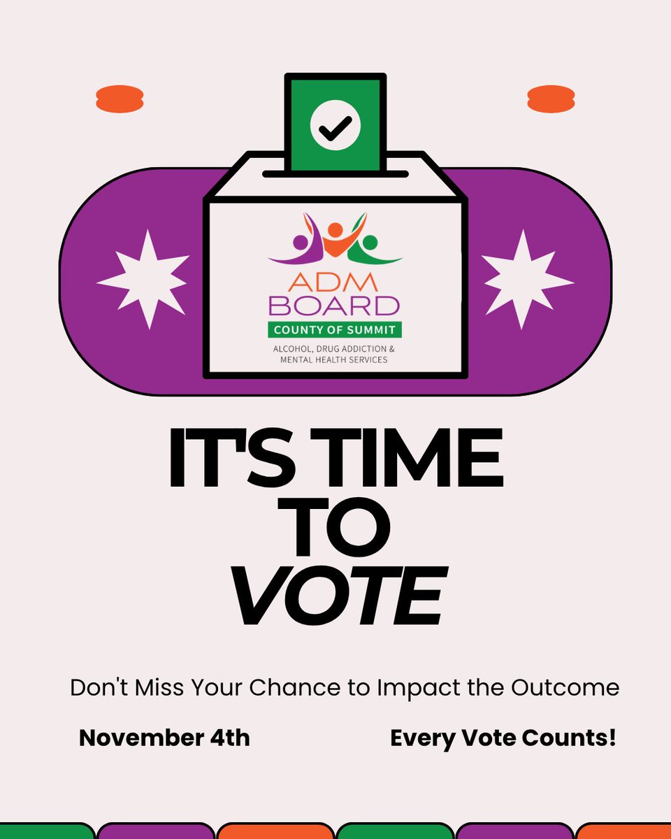Vote YES for Issue 1 on or before November 4, 2025. Passing this levy is crucial to maintain and improve services for mental health, suicide prevention, addiction treatment and recovery support across Summit County. #ADMBoard #ADMLevy #RecoveryStartsHere