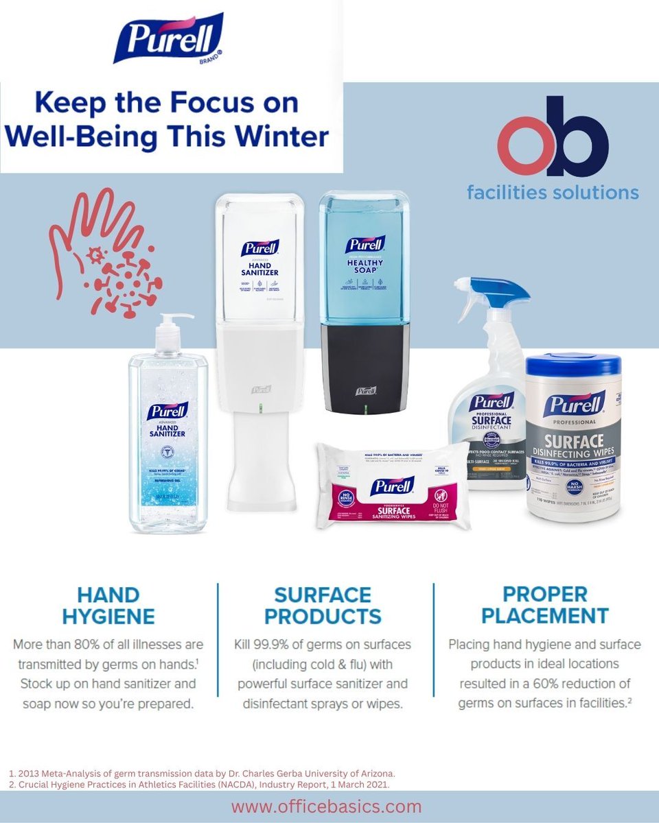 OfficeBasics's tweet photo. 🌟 Prioritize wellbeing in the workplace! Keep your hands clean and your workspace germ-free with PURELL. Because a germ-free workplace is a happy workplace. #PURELL #WorkplaceWellness https://t.co/gRfovqhFuU