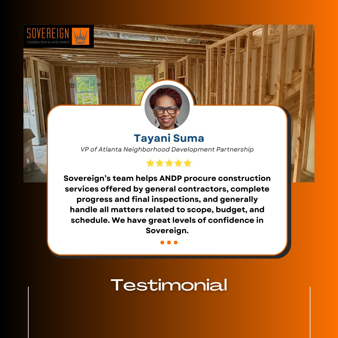 sovereignbuilt's tweet image. 🙌 From procurement to inspections to budget and scheduling, @sovereignbuilt is proud to support ANDP with trusted construction management services. Grateful for the recognition!
.
.
.
#ClientTestimonial #SovereignConstruction #TrustedPartner #ClientSuccess #BuildingTrust