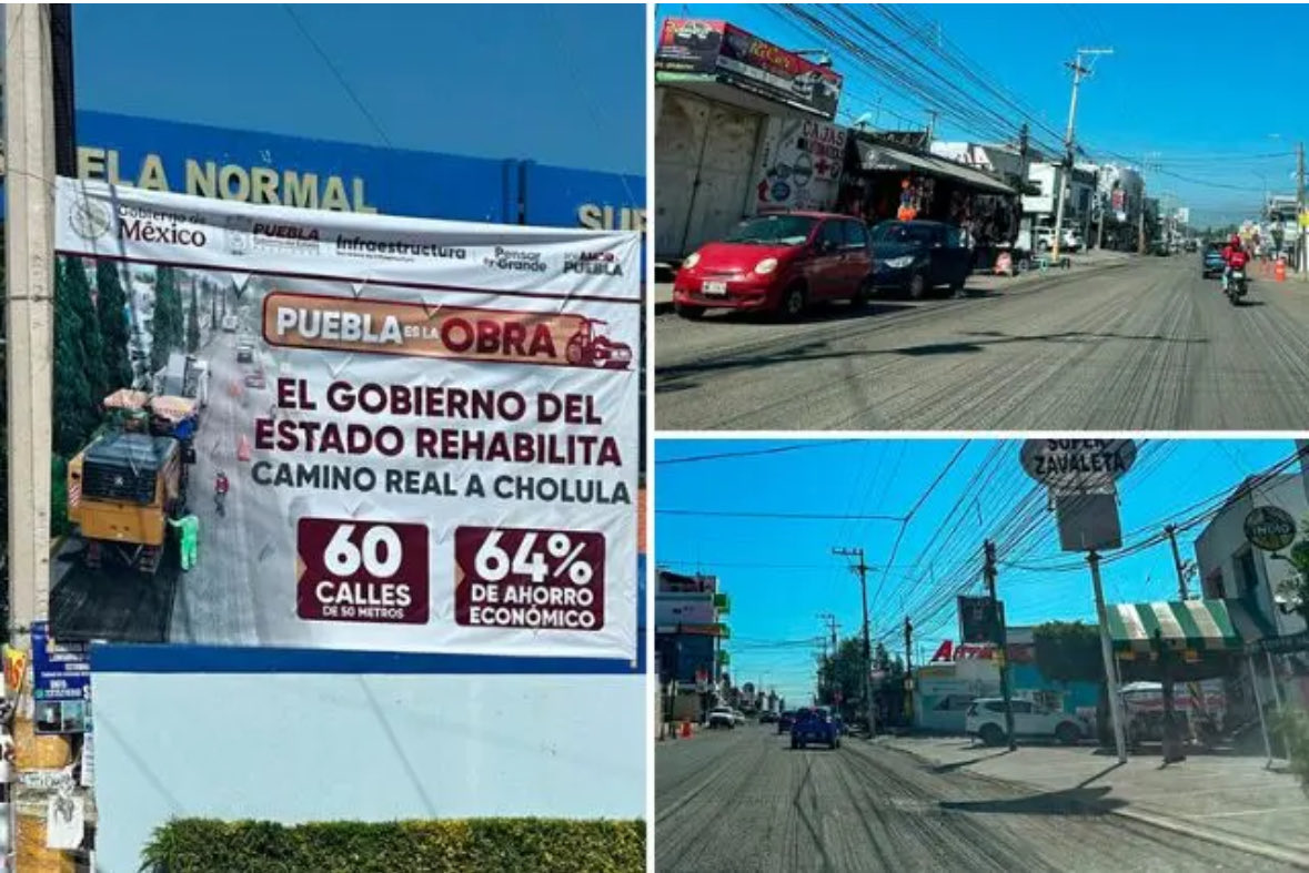 El gobernador Alejandro Armenta pavimenta la calle frente a su casa. Esa sí no fue bacheada. Se trata de Camino Real a Cholula, que está siendo relaminado en su totalidad. e-consulta.com/nota/2025-10-2… vía <a href="/e_consulta/">Periódico e-consulta</a>