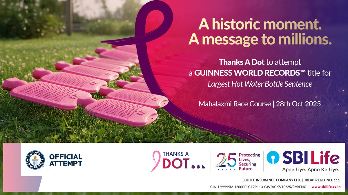 SBILife's tweet photo. 1000+ Hugs of Life. One unforgettable moment.
With this GUINNESS WORLD RECORDS™ attempt, we carry forward a life-saving message across the nation, reminding, empowering and inspiring women to act for their breast health.
#GuinnessWorldRecords #ThanksADot #SBILife #ApneLiyeApnoKeLiye
