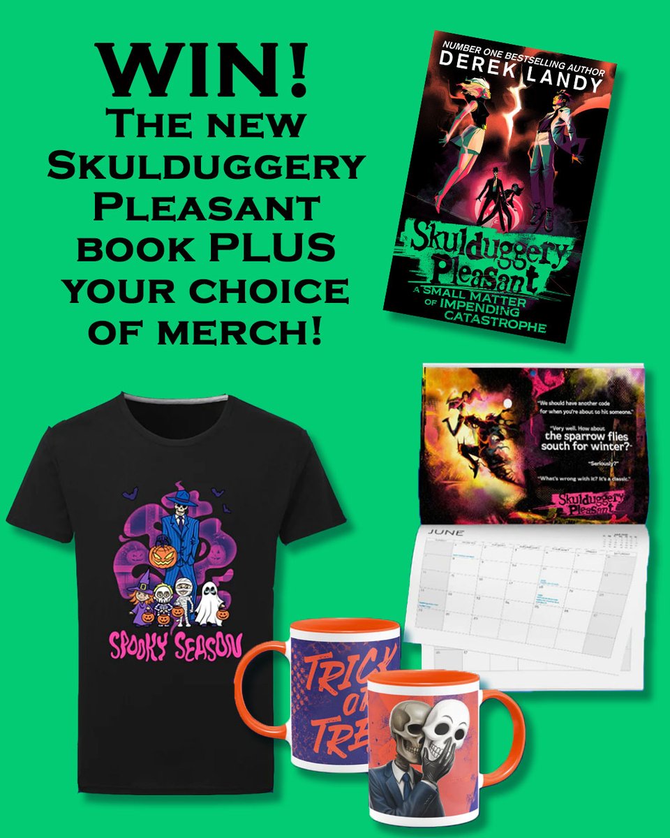 HarperCollinsCh's tweet image. 📣Last chance to enter! 📣 Our #SkulduggeryPleasant #Halloween #competition closes at midnight tonight - enter now for your chance to win the latest book from @dereklandy plus your choice of merch! bit.ly/SPHWcomp