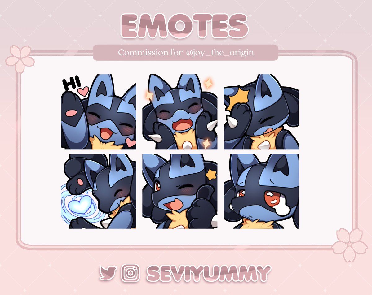 Lucario emotes commission 💙