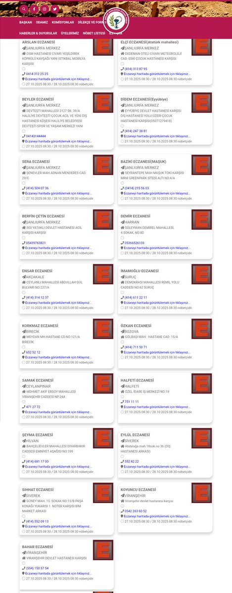 ŞANLIURFA NÖBETÇİ ECZANELERİMİZ YARIN SAAT 08:30 kadar hizmet verecektir geçmiş olsun acil şifalar dileriz...