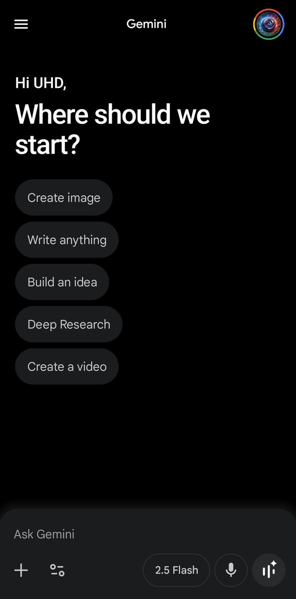 Times_of_Cinema's tweet image. 🚨 @GeminiApp Dark mode is so easy on the eyes, and the updated chat UI with quick action buttons is incredibly intuitive. Time to dive into 'Deep Research'! 🔎

#Geminiai #Imagen4Ultra #Veo3 #NativeAudio #GoogleLabs #GoogleFlow #GoogleGemini  #GoogleAI #GoogleDeepMind
