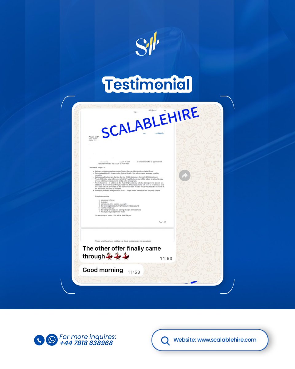 Scalablehire's tweet image. UK job offers are rolling in.
Our clients are landing sponsored roles faster than ever, and you could be next.

Tired of applying and hearing nothing back?
Comment “READY” or DM us. Let’s get you hired.

#UKJobs #ScalableHire #VisaSponsorship #JobSearchUK #CareerGrowth #GetHired