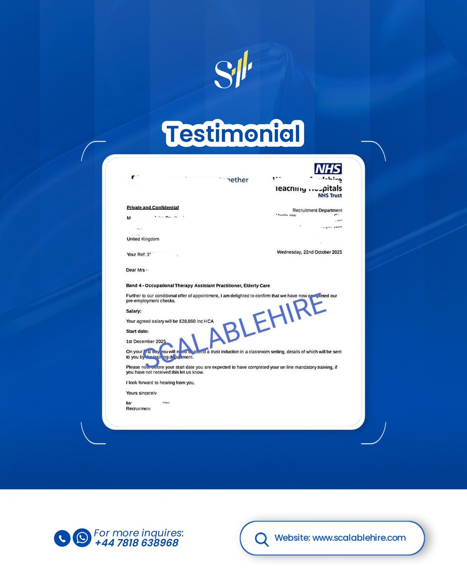 Scalablehire's tweet image. UK job offers are rolling in.
Our clients are landing sponsored roles faster than ever, and you could be next.

Tired of applying and hearing nothing back?
Comment “READY” or DM us. Let’s get you hired.

#UKJobs #ScalableHire #VisaSponsorship #JobSearchUK #CareerGrowth #GetHired