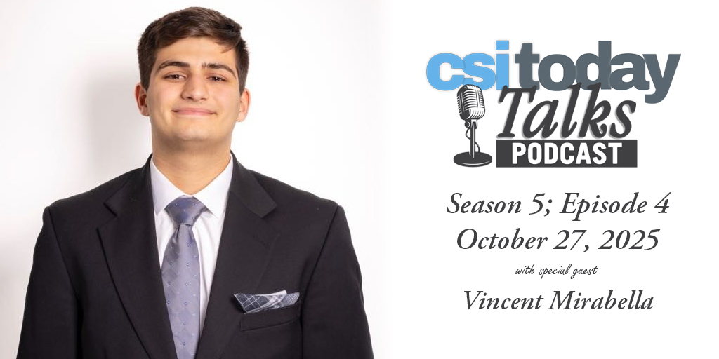 csinews's tweet image. CSI Class of 2026 student Vincent Mirabella joins CSI Today Talks to talk about his personal story and his experiences in and out of the classroom at CSI. Listen now:
csitoday.com/2025/10/csi-st…

#WeAreCSI #csitodaytalks