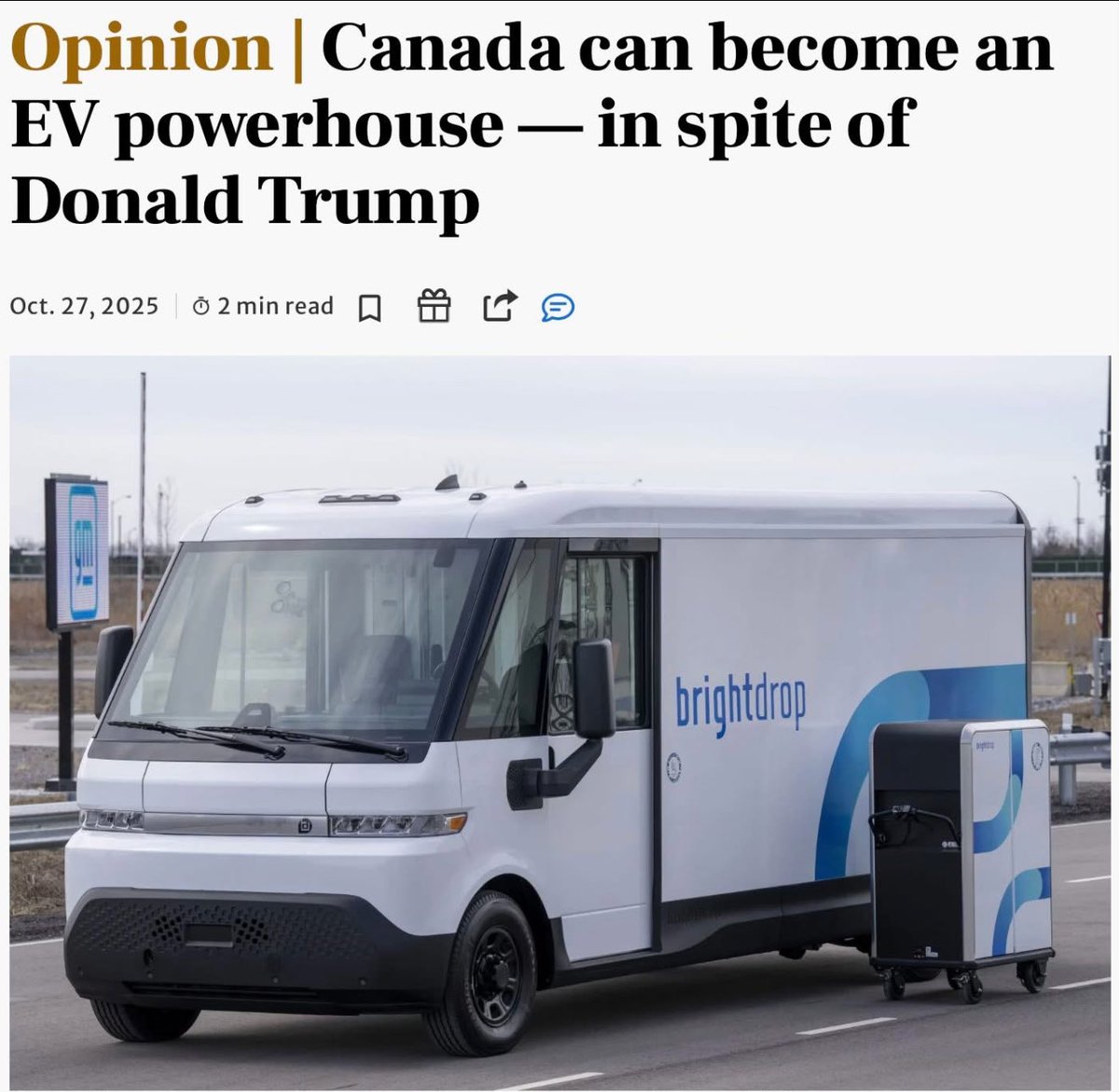 Elected officials and the public can see that Canada has an opportunity to become a global EV Industry powerhouse in spite of Donald Trump's anti-Canada, anti-EV, anti-science, anti-renewable energy and anti-health policies.

thestar.com/opinion/contri…