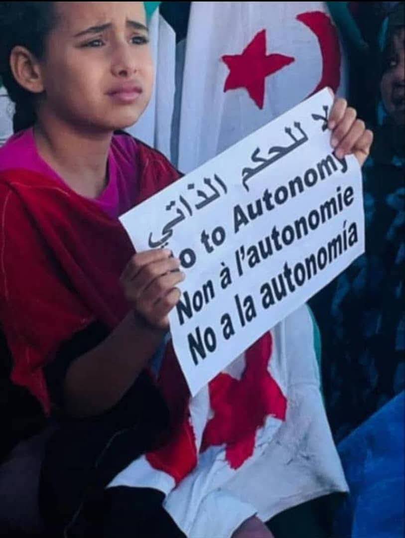 Alfudail's tweet photo. Saharawis, old and young, even the war‑wounded have come out today to protest attempts to impose the so-called Moroccan autonomy plan. From the refugee camps to the occupied areas and the diaspora, they are saying with one voice: no to autonomy, yes to independence. Viva Polisario!