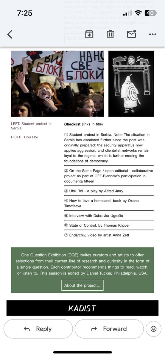 Miscprojects's tweet image. Over the weekend the latest in the One Question Exhibition series I’m organizing for @kadistkadist.bsky.social  was released. Subscribe at this link for future iterations kadist.org/program/one-qu…