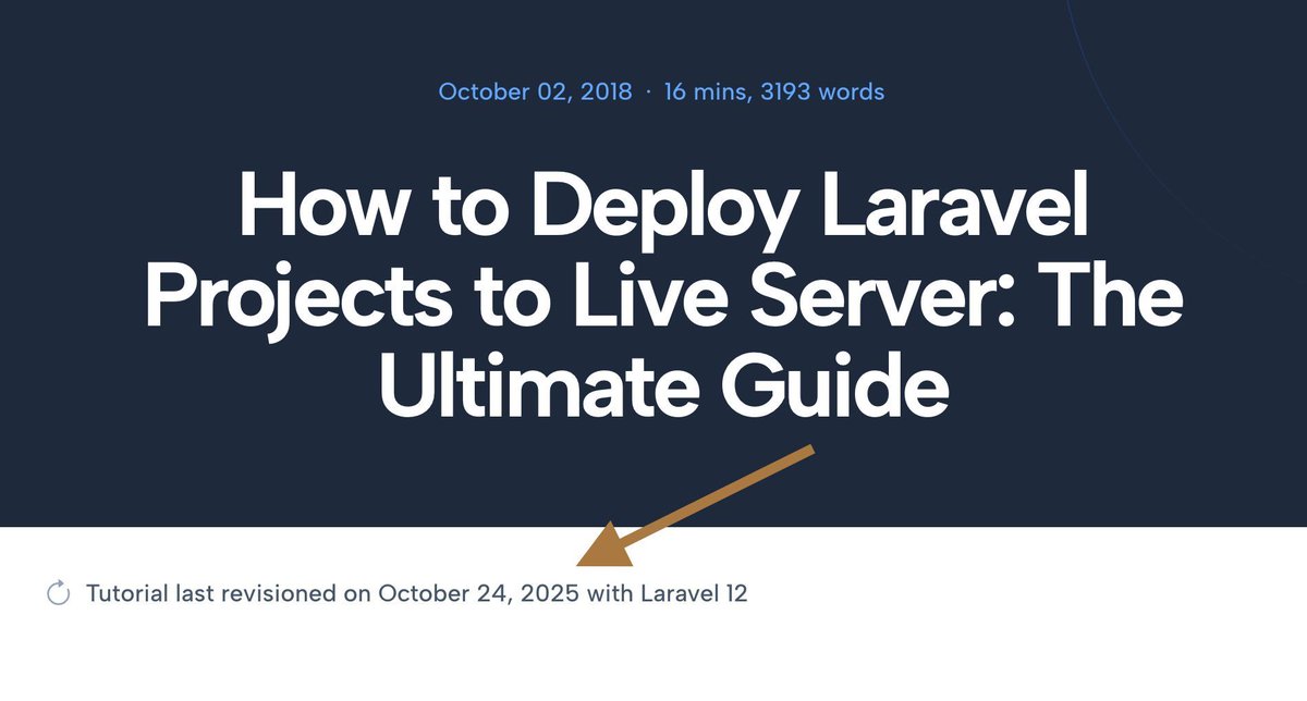 PovilasKorop's tweet image. Just updated a huge (16 min read) FREE tutorial on Laravel Daily to the latest Laravel 12.
How to Deploy Laravel Projects to Live Server: The Ultimate Guide laraveldaily.com/post/how-to-de…